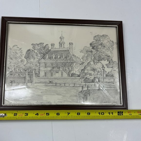 Drawing The Governor’s Palace Williamsburg Virginia Signed Charles H. Overly - Picture 9 of 15